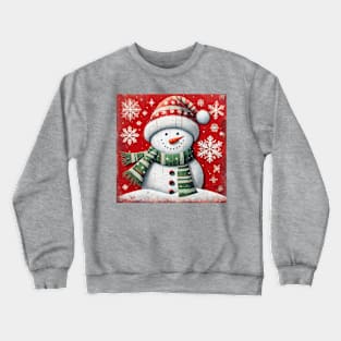 Vintage Folk Art Snowman Crewneck Sweatshirt